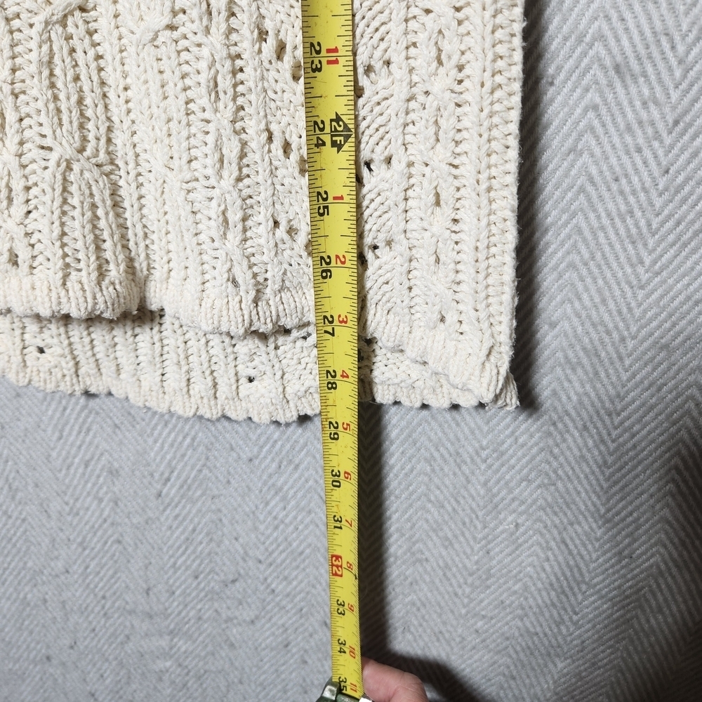 Vintage Claus Womens M Silk Cable Knit V-Neck Cream Sweater - Picture 5 of 7